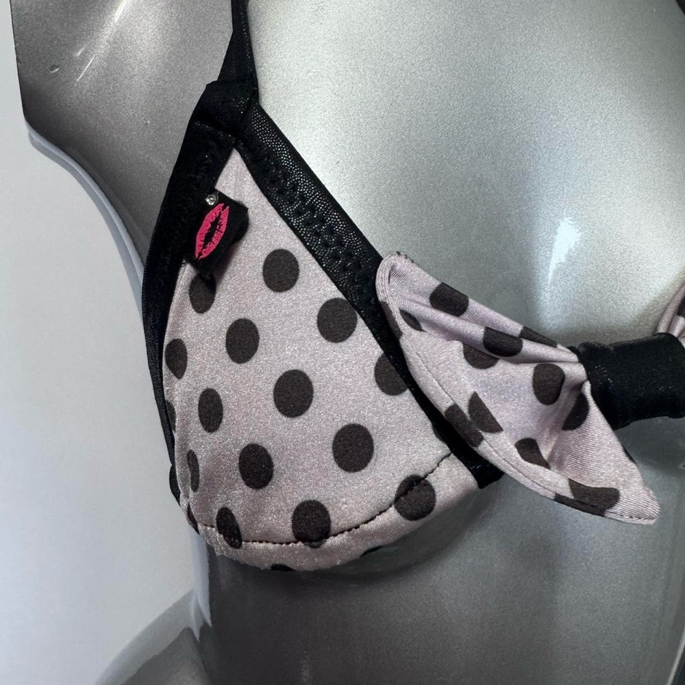 ❌SOLD❌ Micro Bikini Top Polka Dot Bow Details Y2K - Picture 3 of 4
